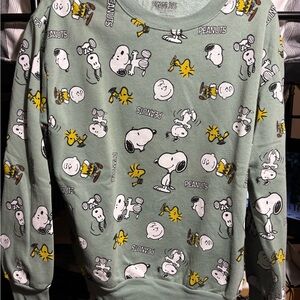 Green Peanuts Graphic Sweatshirt